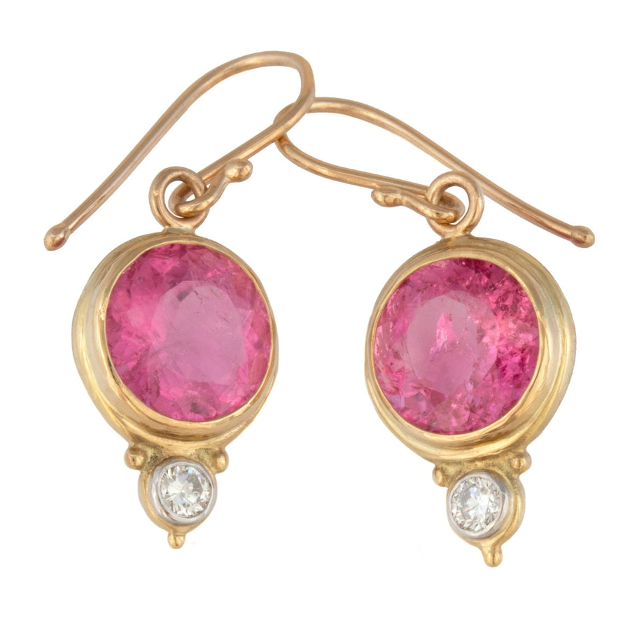 Pink Tourmaline & Diamond Earrings