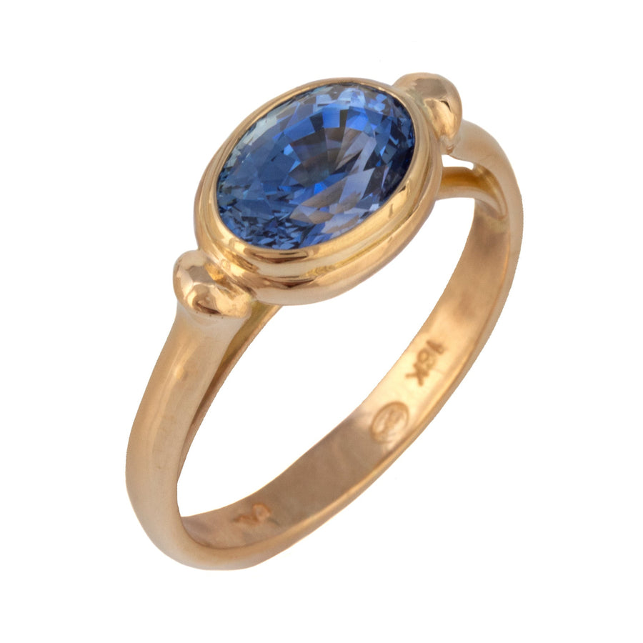 Lunette Ring with Blue Sapphire