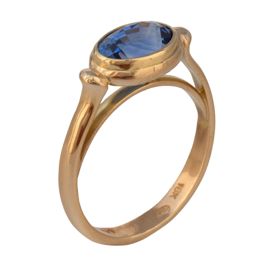 Lunette Ring with Blue Sapphire