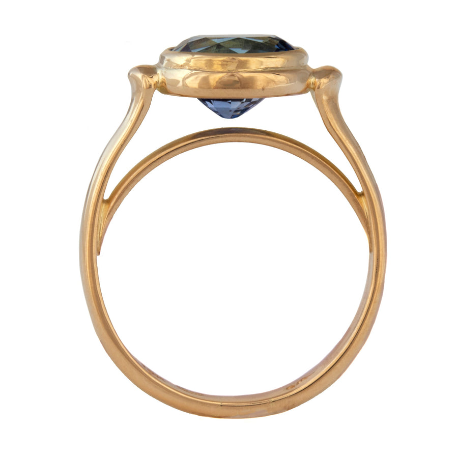 Lunette Ring with Blue Sapphire