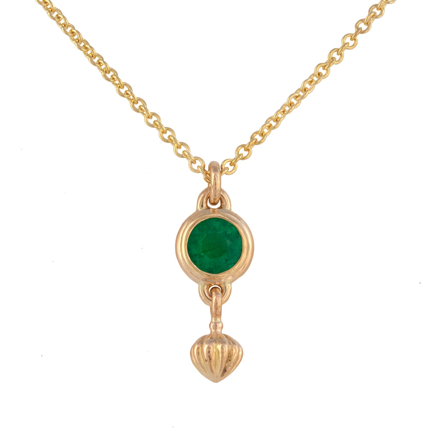 Emerald Pendant with Carved Gold Drop