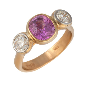 Pink Sapphire & Diamond Lunette Ring