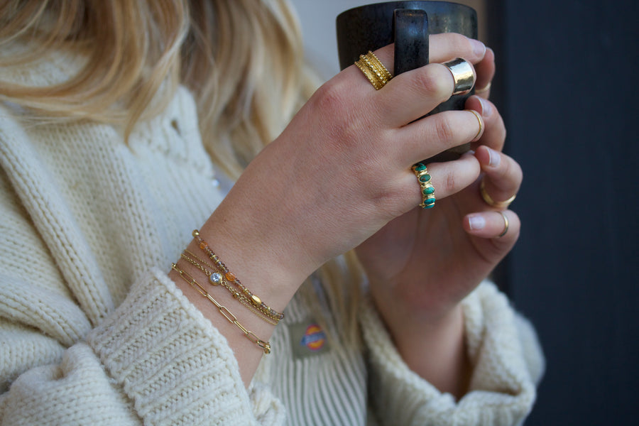 Spessartite Garnet, Spinel & High Karat Gold Bracelet