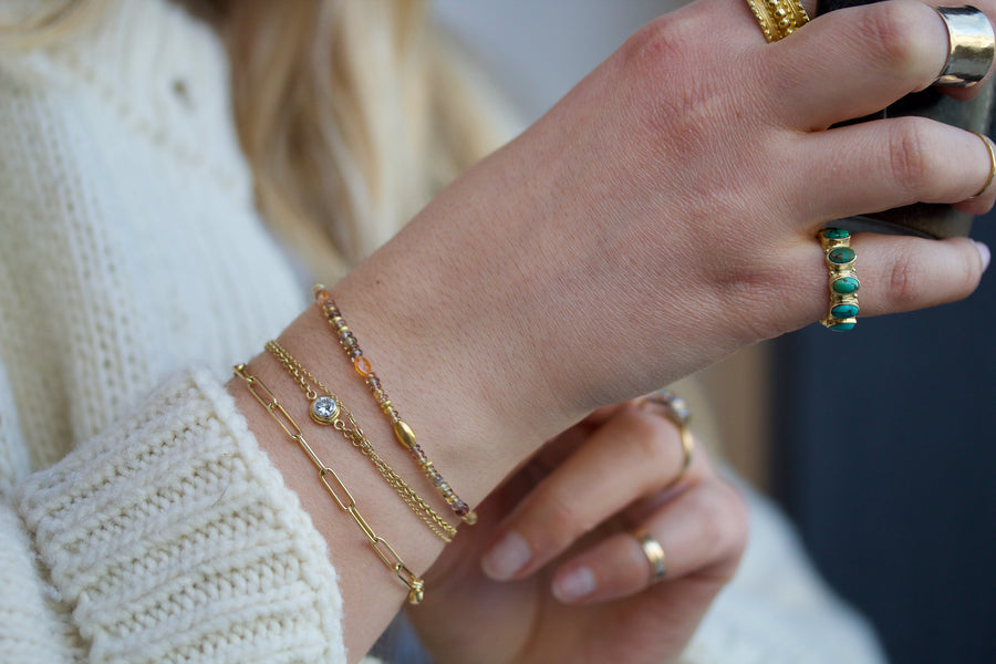 Spessartite Garnet, Spinel & High Karat Gold Bracelet