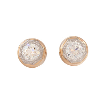 Platinum Overlay Octagonal Diamond Stud Earrings