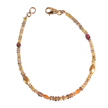 Spessartite Garnet, Spinel & High Karat Gold Bracelet