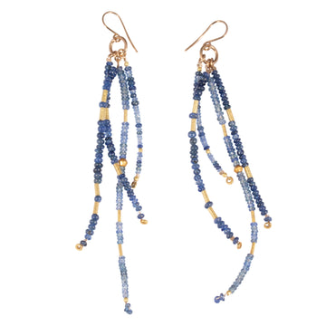 Sapphire Beaded Dangle Earrings