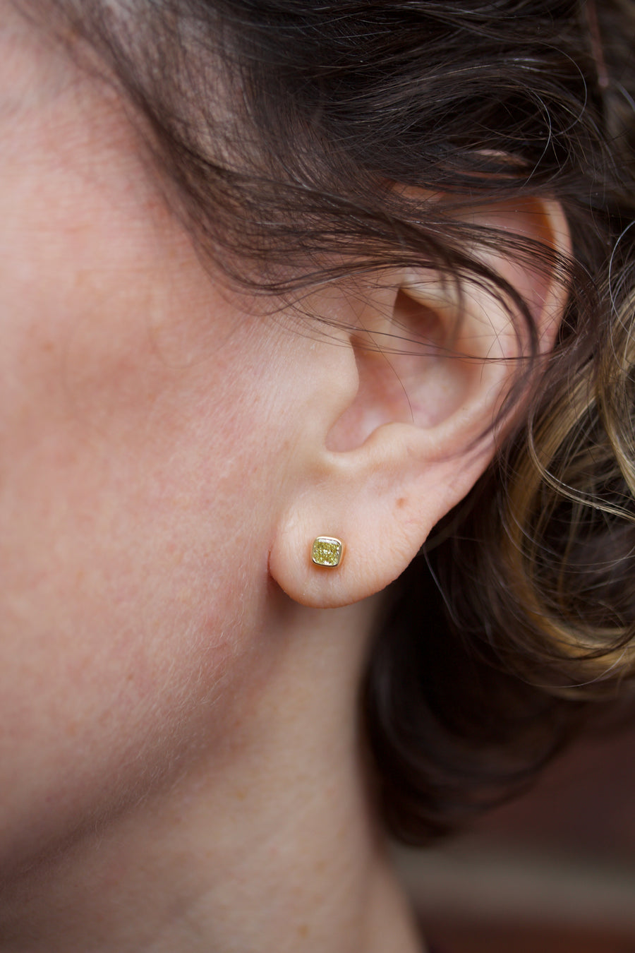 Stud Earrings with Yellow Diamonds