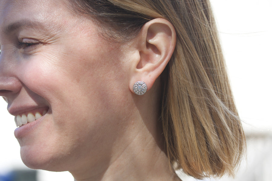 Sunburst Earrings in Platinum
