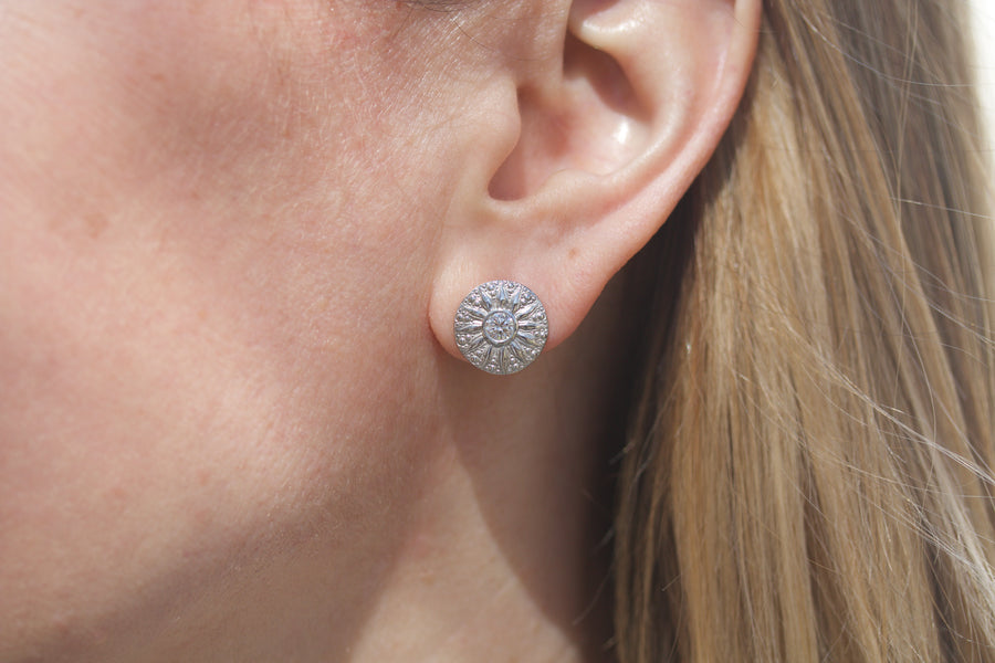 Sunburst Earrings in Platinum