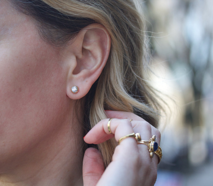 European Cut Diamond Stud Earrings