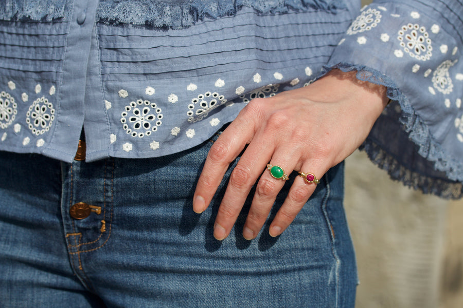 Jadeite Ring with Diamonds