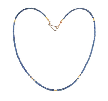 Cornflower Blue Sapphire & High Karat Gold Beaded Necklace