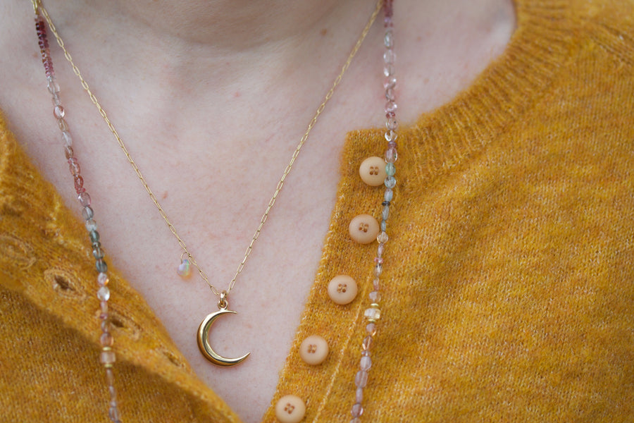 Crescent Moon with Opal Briolette