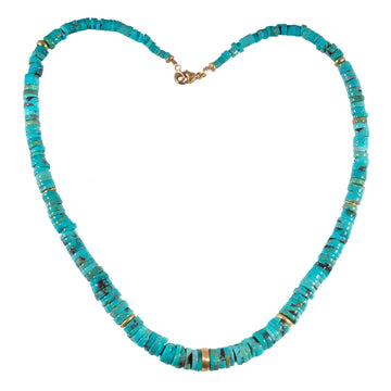 Turquoise & High Karat Gold Necklace