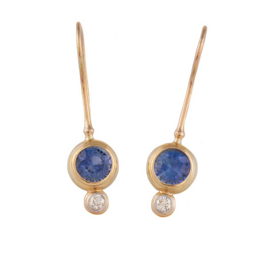 Blue Sapphire & Diamond Earrings