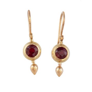 Carved Seed Ruby Dangle Earrings
