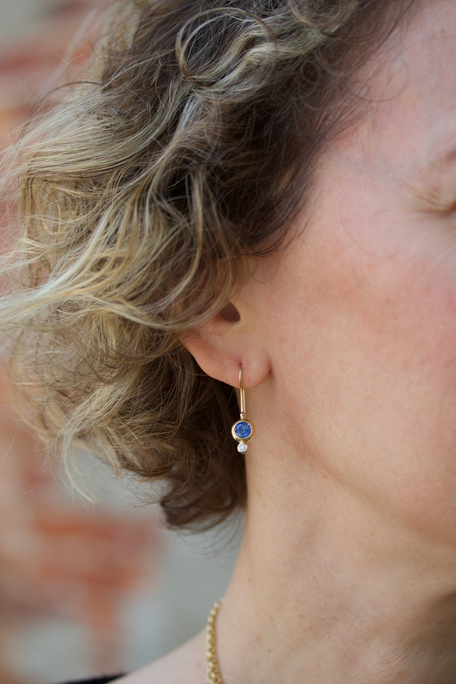 Blue Sapphire & Diamond Earrings