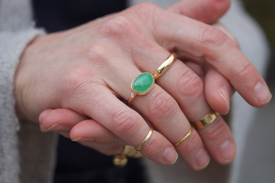 Jadeite & Diamond Ring