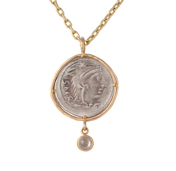 Roman Coin & Cabochon Diamond Pendant
