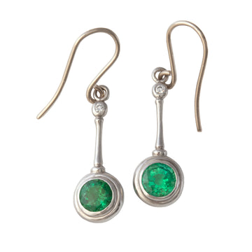 Platinum Emerald Earrings