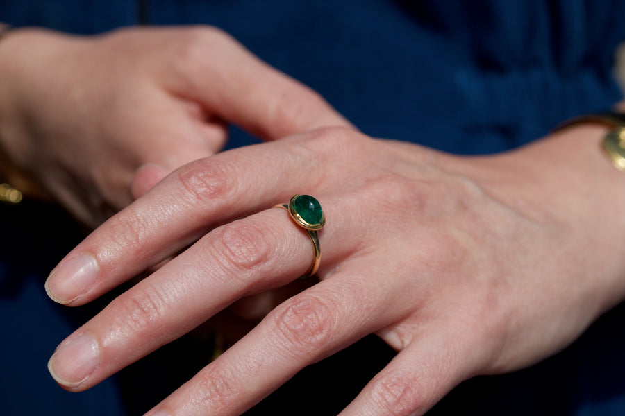 Emerald Ring with Scalloped Bezel