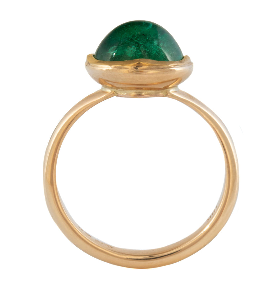 Emerald Ring with Scalloped Bezel