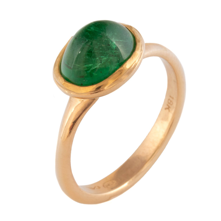 Emerald Ring with Scalloped Bezel