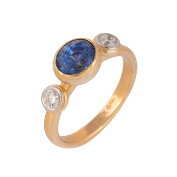 Blue Sapphire & Diamonds Ring