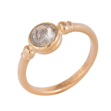 Round Cabochon Salt & Pepper Diamond Ring