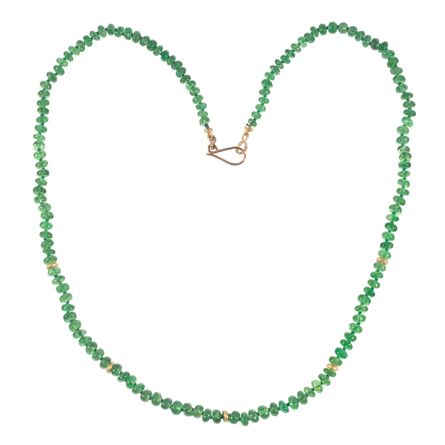 Tsavorite & High Karat Gold Beaded Necklace