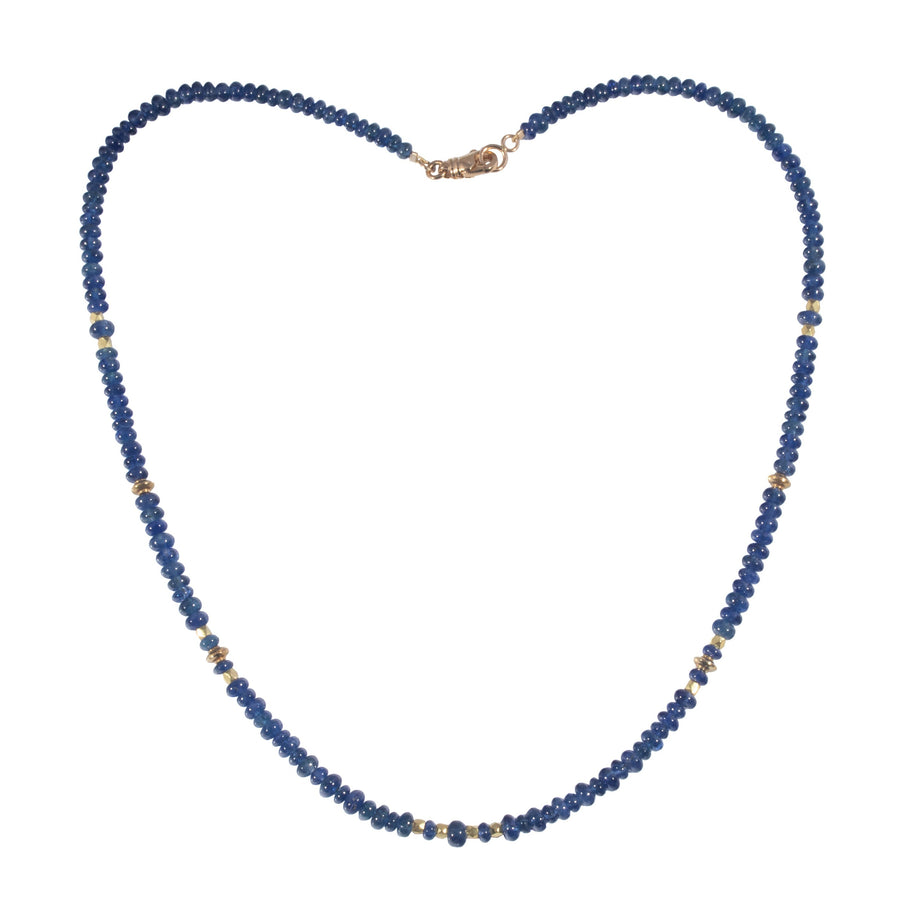 Sapphire & High Karat Gold Bead Necklace