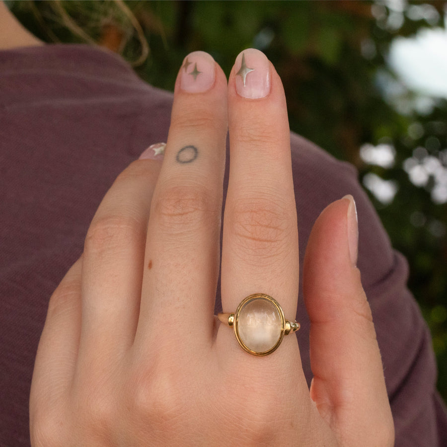 Moonstone Ring with Crown Bezel