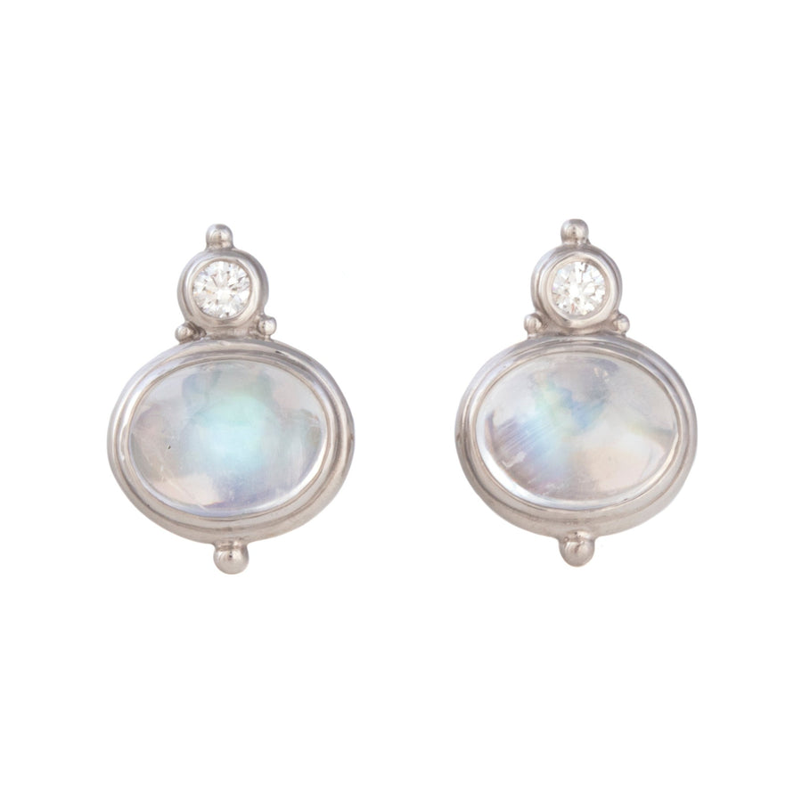 Moonstone & Diamond Studs