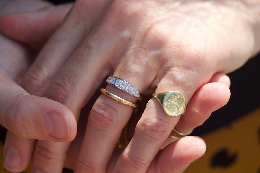 Bead Set Diamond Anniversary Style Ring in Platinum