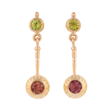 Peridot and Tourmaline Drop Earrings