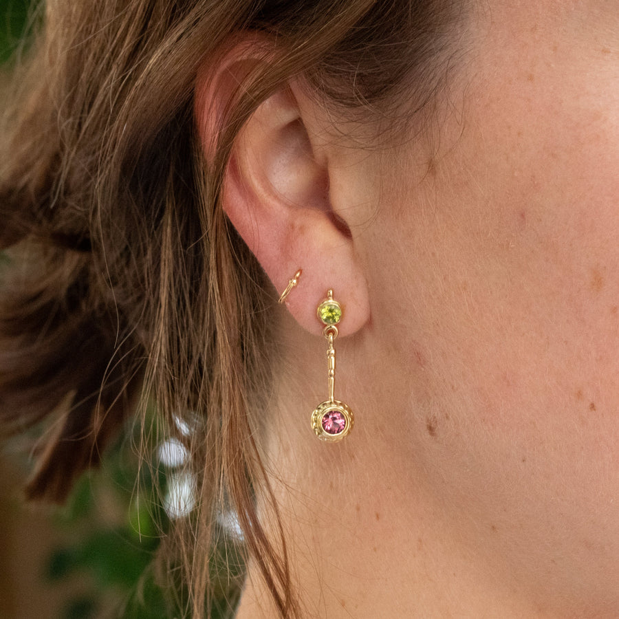 Peridot and Tourmaline Drop Earrings