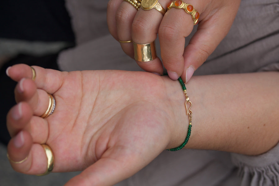 Emerald & High Karat Gold Bracelet