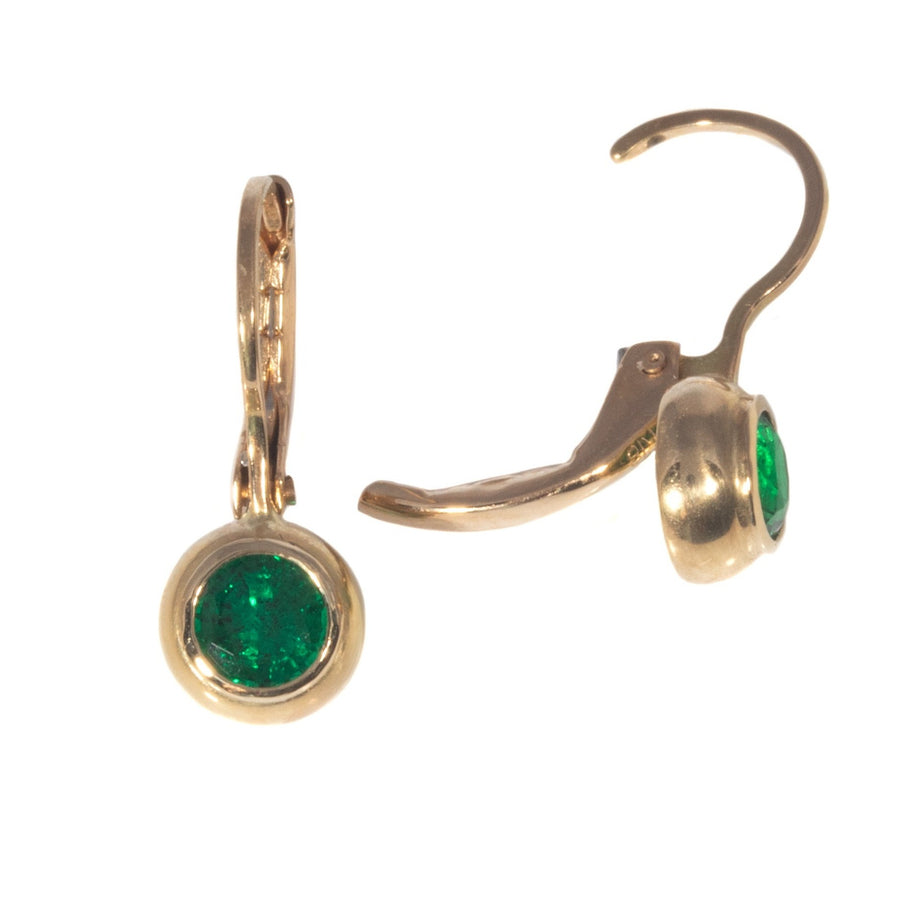 Emerald Earrings with Lever Backs