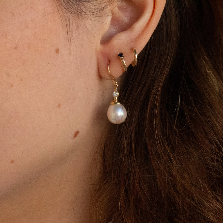 Freshwater Pearl and Diamond Drop Earrings