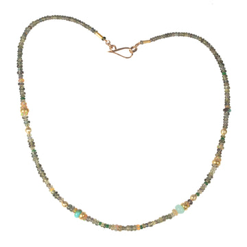 Mossy Montana Sapphire Beaded Necklace