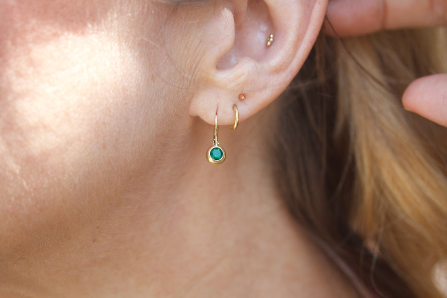 Emerald Earrings with Lever Backs
