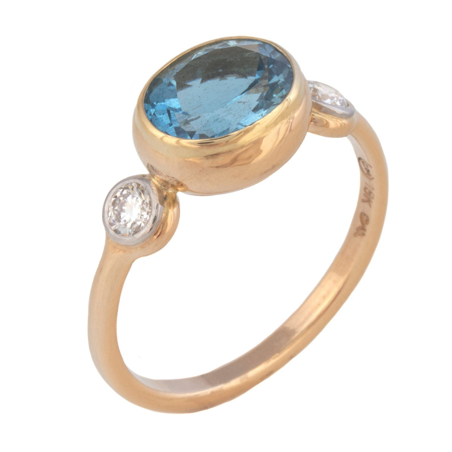 Aquamarine Ring with Diamonds