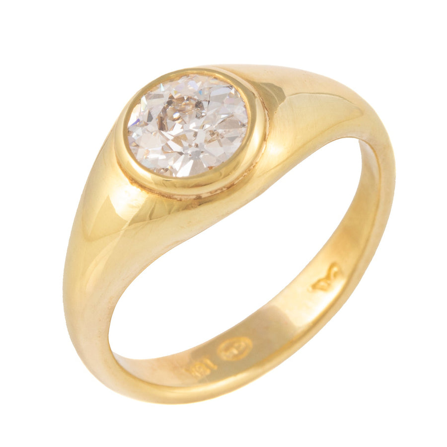 Wide Band Solitaire Diamond Ring