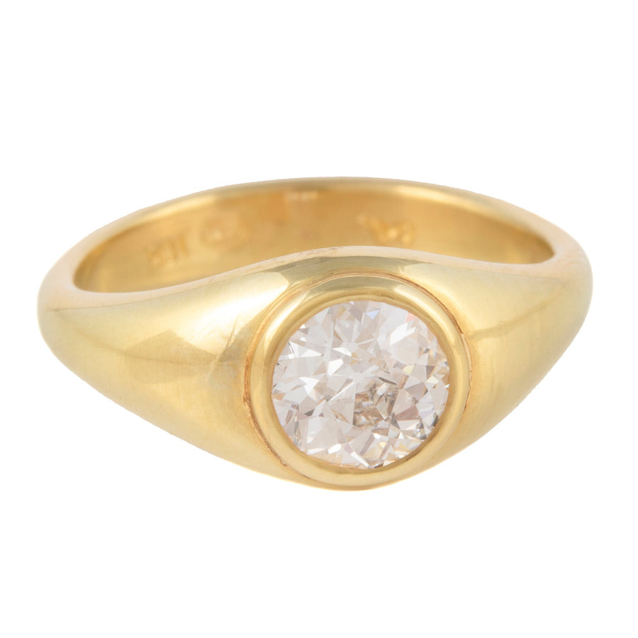 Wide Band Solitaire Diamond Ring
