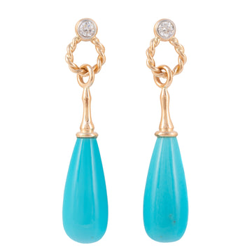 Diamond and Turquoise Drop Earrings