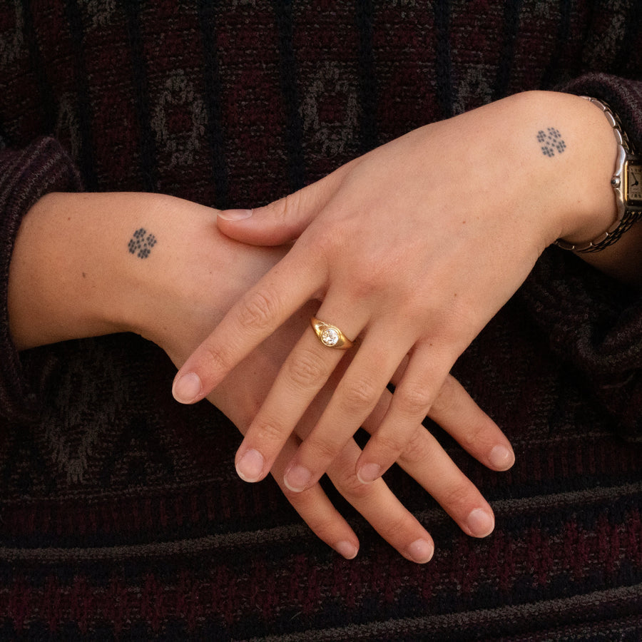 Wide Band Solitaire Diamond Ring