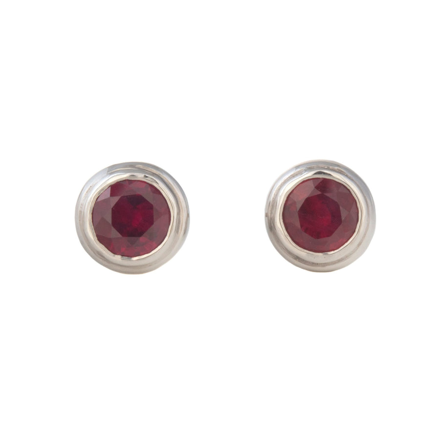 Ruby Stud Earrings in Platinum