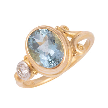 Aquamarine & Diamond Ring