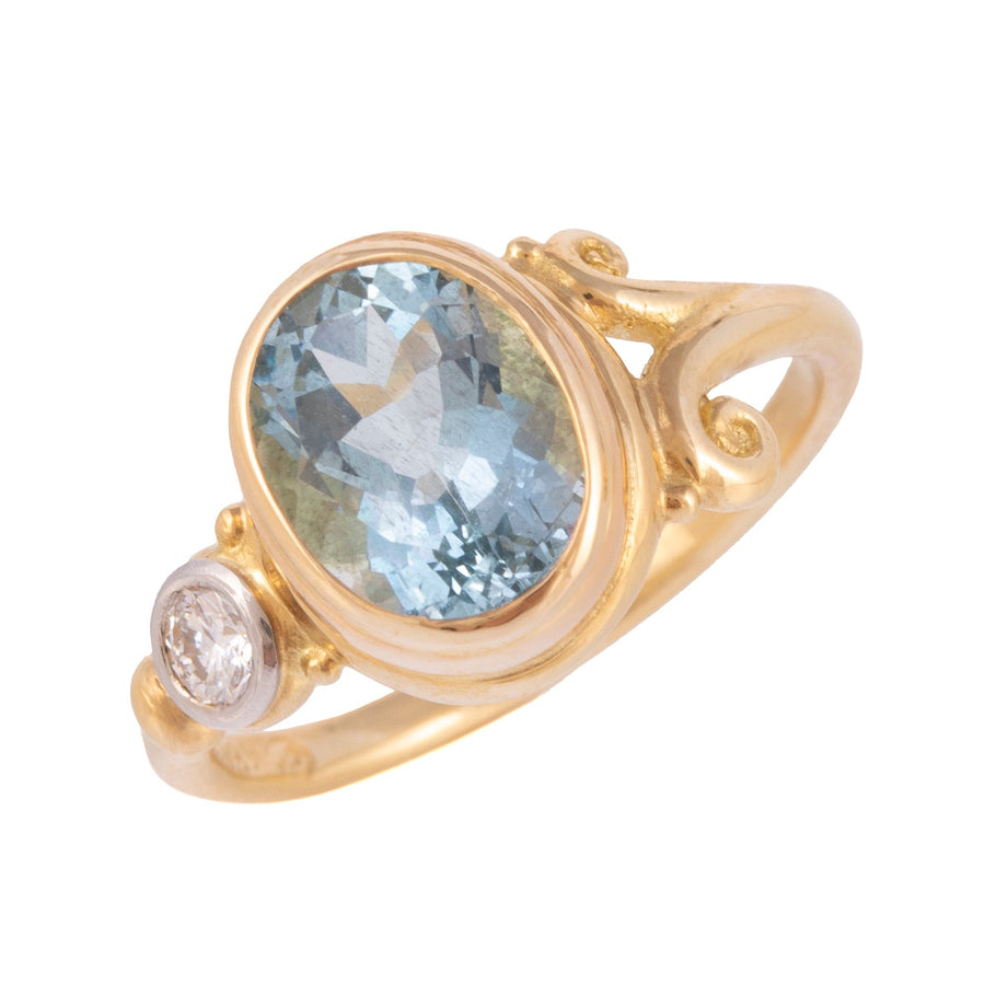 Aquamarine & Diamond Ring